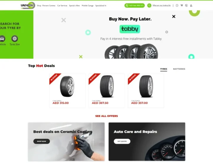 UAE Tyres Online Web Development Service by Klever Tech Solutions